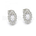 Sterling Silver 02.285.0037 Stud Earring, with White Cubic Zirconia, Polished Finish,