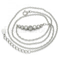 Sterling Silver Fancy Necklace, with Cubic Zirconia, Rhodium Tone