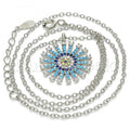 Sterling Silver 04.336.0076.16 Fancy Necklace, with Multicolor Micro Pave, Polished Finish, Rhodium Tone