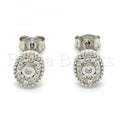 Sterling Silver 02.186.0029 Stud Earring, with White Cubic Zirconia and White Crystal, Polished Finish, Rhodium Tone