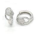 Bruna Brooks Sterling Silver 02.175.0173.15 Huggie Hoop, with White Micro Pave, Polished Finish, Rhodium Tone