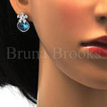 Rhodium Plated Stud Earring, Flower Design, with Swarovski Crystals and Micro Pave, Rhodium Tone