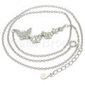 Sterling Silver 04.336.0131.16 Fancy Necklace, Butterfly Design, with White Cubic Zirconia, Polished Finish, Rhodium Tone