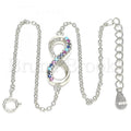 Sterling Silver Fancy Bracelet, Infinite Design, with Crystal, Rhodium Tone