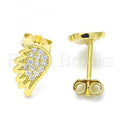Sterling Silver Stud Earring, with Micro Pave, Golden Tone