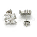 Sterling Silver 02.175.0113 Stud Earring, with White Cubic Zirconia, Polished Finish, Rhodium Tone