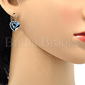 Rhodium Plated Leverback Earring, Heart Design, with Swarovski Crystals, Rhodium Tone