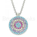 Bruna Brooks Sterling Silver 04.336.0217.16 Fancy Necklace, with Multicolor Cubic Zirconia, Polished Finish, Rhodium Tone