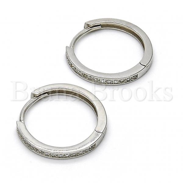 Sterling Silver 02.286.0001.20 Huggie Hoop, with White Cubic Zirconia, Polished Finish, Rhodium Tone