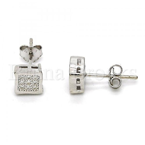 Bruna Brooks Sterling Silver 02.290.0015 Stud Earring, with White Micro Pave, Polished Finish, Rhodium Tone
