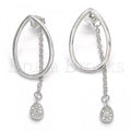 Bruna Brooks Sterling Silver 02.186.0085 Stud Earring, Teardrop Design, with White Micro Pave, Polished Finish, Rhodium Tone