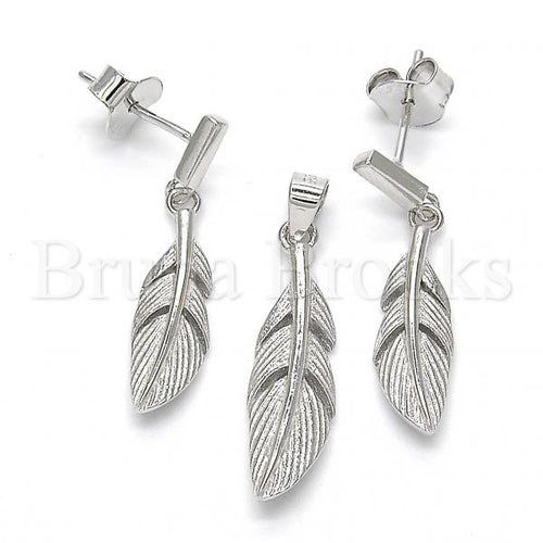 Bruna Brooks Sterling Silver 10.337.0007 Earring and Pendant Adult Set, Polished Finish, Rhodium Tone