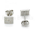 Sterling Silver 02.186.0033 Stud Earring, with White Micro Pave, Polished Finish, Rhodium Tone