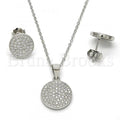 Sterling Silver 10.174.0008 Earring and Pendant Adult Set, with White Micro Pave, Rhodium Tone