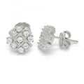 Bruna Brooks Sterling Silver 02.336.0017 Stud Earring, with White Cubic Zirconia, Polished Finish, Rhodium Tone