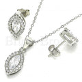 Sterling Silver Earring and Pendant Adult Set, with Cubic Zirconia, Rhodium Tone