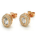 Sterling Silver 02.285.0099 Stud Earring, with White Cubic Zirconia, Polished Finish, Rose Gold Tone