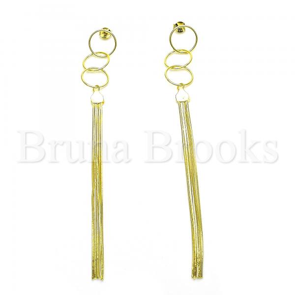 Sterling Silver Long Earring, Golden Tone