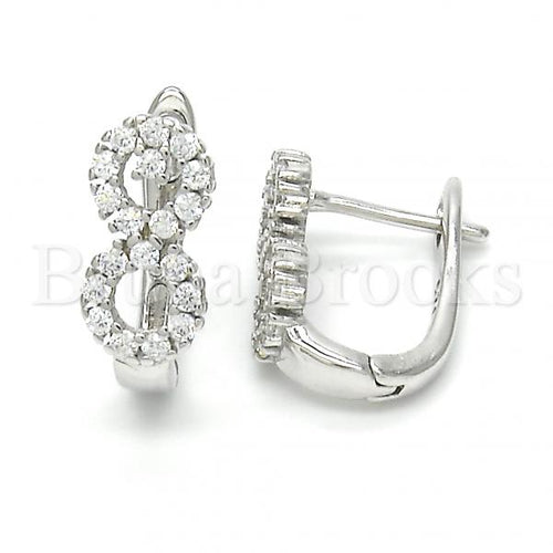 Bruna Brooks Sterling Silver 02.175.0189.12 Huggie Hoop, with White Cubic Zirconia, Polished Finish, Rhodium Tone