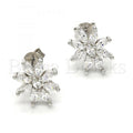 Sterling Silver 02.175.0112 Stud Earring, Flower Design, with White Cubic Zirconia, Polished Finish, Rhodium Tone