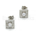Sterling Silver 02.290.0016 Stud Earring, with White Cubic Zirconia, Polished Finish, Rhodium Tone