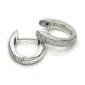 Sterling Silver 02.174.0058.15 Huggie Hoop, with White Micro Pave, Polished Finish, Rhodium Tone