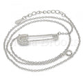 Sterling Silver 04.336.0055.16 Fancy Necklace, with White Crystal, Pink Polished Finish, Rhodium Tone