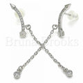 Sterling Silver 02.367.0015 Long Earring, with White Cubic Zirconia, Polished Finish, Rhodium Tone