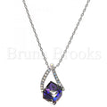 Rhodium Plated Fancy Necklace, with Swarovski Crystals, Rhodium Tone