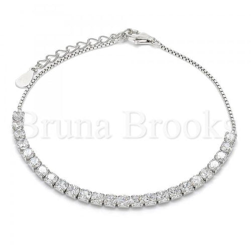 Bruna Brooks Sterling Silver 03.336.0028.07 Fancy Bracelet, with White Crystal, Polished Finish, Rhodium Tone