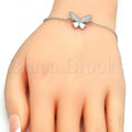 Sterling Silver 03.336.0008.07 Fancy Bracelet, Butterfly Design, with White Cubic Zirconia, Polished Finish, Rhodium Tone