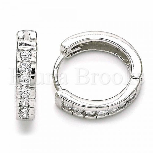 Bruna Brooks Sterling Silver 02.332.0043.15 Huggie Hoop, with White Cubic Zirconia, Polished Finish, Rhodium Tone