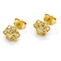 Sterling Silver 02.285.0056 Stud Earring, Flower Design, with White Cubic Zirconia, Polished Finish, Golden Tone