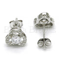 Sterling Silver 02.285.0091 Stud Earring, with White Cubic Zirconia, Polished Finish, Rhodium Tone