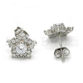 Sterling Silver 02.285.0032 Stud Earring, Star Design, with White Cubic Zirconia, Polished Finish, Rhodium Tone