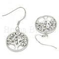 Sterling Silver 02.366.0006 Dangle Earring, Tree Design, with White Cubic Zirconia, Polished Finish, Rhodium Tone