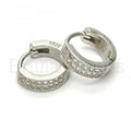 Sterling Silver 02.175.0076.10 Huggie Hoop, with White Micro Pave, Polished Finish, Rhodium Tone