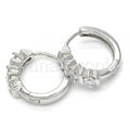 Sterling Silver 02.332.0013.15 Huggie Hoop, with White Cubic Zirconia, Polished Finish, Rhodium Tone