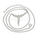 Sterling Silver Fancy Necklace, Angel Design, with Micro Pave, Rhodium Tone