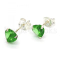 Sterling Silver Stud Earring, Heart Design, with Cubic Zirconia,