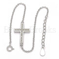 Sterling Silver 03.336.0016.07 Fancy Bracelet, Cross Design, with White Micro Pave, Polished Finish, Rhodium Tone