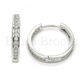 Bruna Brooks Sterling Silver 02.174.0056.20 Huggie Hoop, with White Cubic Zirconia, Polished Finish, Rhodium Tone