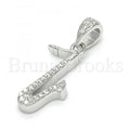 Sterling Silver 05.336.0028 Fancy Pendant, with White Crystal, Polished Finish, Rhodium Tone