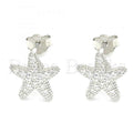 Sterling Silver 02.366.0015 Stud Earring, with White Cubic Zirconia, Polished Finish, Rhodium Tone