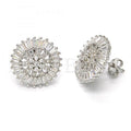 Bruna Brooks Sterling Silver 02.175.0124 Stud Earring, with White Cubic Zirconia, Polished Finish, Rhodium Tone