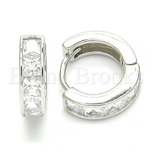 Bruna Brooks Sterling Silver 02.332.0057.15 Huggie Hoop, with White Cubic Zirconia, Polished Finish, Rhodium Tone