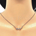 Sterling Silver Fancy Necklace, Infinite Design, with Crystal, Rose Gold Tone