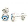 Sterling Silver Stud Earring, with Opal, Rhodium Tone