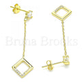 Sterling Silver 02.366.0003.1 Long Earring, with White Cubic Zirconia, Polished Finish, Golden Tone