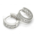 Sterling Silver 02.174.0063.15 Huggie Hoop, with White Cubic Zirconia and White Micro Pave, Polished Finish, Rhodium Tone